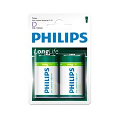 Батарейка Philips Long Live R20 D Zinc-Carbon 1,5V 2 шт - фото