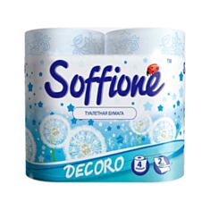 Бумага туалетная Soffione Dekor 4 шт синий - фото