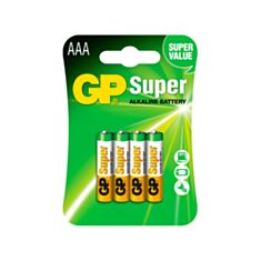 Батарейка GP SUPER ALKALINE 24A-U4 LR03 AAA 1,5V 4 шт - фото