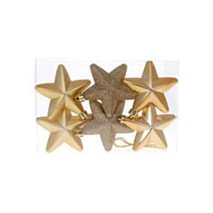 Набор елочных украшений Звезды BonaDi 47-042 7,5 см 6 шт золотой - фото