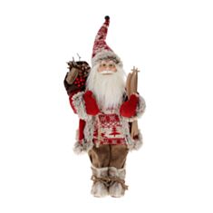 Новорічна іграшка Санта з подарунками BonaDi NY44-148 45 см червона з коричневим - фото