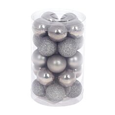 Набор елочных шаров BonaDi 147-145 3 см 25 шт теплый серый - фото