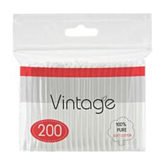 Ватні палички Vintage 100% Pure Soft Cotton 200 шт - фото
