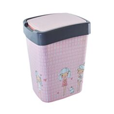 Ведро для мусора Алеана Евро Девочки 10 л серое/розовое - фото