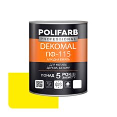 Эмаль алкидная Polifarb DekoMal ПФ-115 желтая 0,9 кг - фото