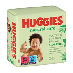Влажные детские салфетки Huggies Natural Care 3*56 шт - фото