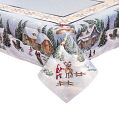 Скатертина новорічна гобеленова Limaso Runner 723-180 Різдво в Карпатах 137*180 см - фото