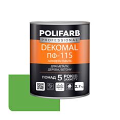 Емаль алкідна Polifarb DekoMal ПФ-115 салатова 2,7 кг - фото