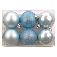 Набор елочных шаров пластиковых голубые BonaDi 147-279 6 шт 6 см - фото