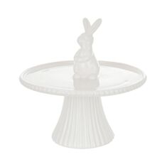 Подставка керамическая BonaDi для куличей Кролик с морковью 733-700 22 см белая - фото