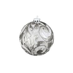 Игрушка на елку шар Dashuri 8 см серебро/белая - фото