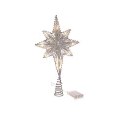 Верхушка на елку с подсветкой Звезда BonaDi NY12-372 40 см серебряная - фото