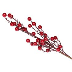 Декоративна новорічна гілка з червоними ягодами Bonadi 901-003 48 см - фото