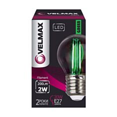Лампа светодиодная Velmax Filament Amber 21-41-33 G45 2W E27 200Lm зеленая - фото
