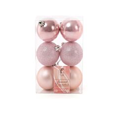 Набор елочных шаров пластиковых розовые BonaDi 147-203 6 шт 6 см - фото