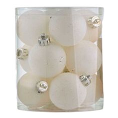 Набор елочных шаров пластиковых белые BonaDi 147-107 12 шт 4 см - фото