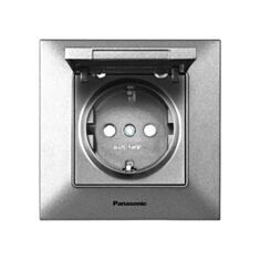 Розетка Panasonic Arkedia Slim с крышкой серебро - фото