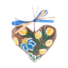 Серце кавове з синьо-жовтими квітами Koza Dereza 2001008004 - фото