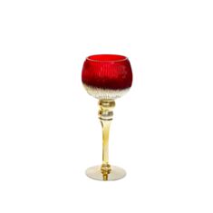 Підсвічник скляний BonaDi 527-732 25 см червоний з золотом - фото