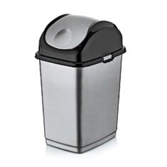 Ведро для мусора Dunya Plastik Слим 09403 18 л серый перламутровый/черный - фото