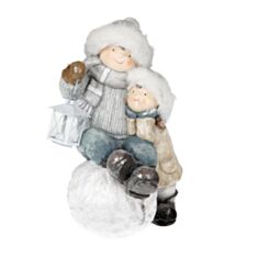 Декоративна статуетка Діти на сніжці з ліхтарем BonaDi 820-204 49 см - фото