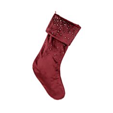 Новорічний оксамитовий чобіток для подарунків зі стразами BonaDi 592-105 45 см винний - фото
