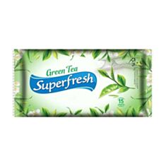 Вологі серветки SuperFresh Зелений чай 15 шт - фото