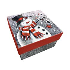 Коробка подарочная Гулливер Снеговик 291766 16*16 см серая - фото
