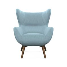 Кресло Челентано с деревянными ножками голубое - фото