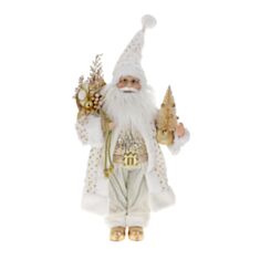 Новорічна іграшка Санта з подарунками BonaDi NY44-134 45 см біла з золотом - фото