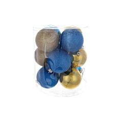 Набір ялинкових куль BonaDi 47-053 8 см 12 шт синй із золотим - фото