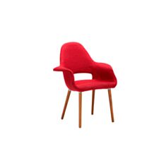 Кресло обеденное деревянное АC-150KS красное ткань текстиль - фото