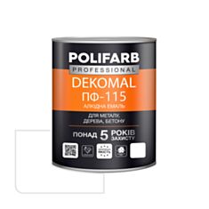 Емаль алкідна Polifarb DekoMal ПФ-115 біла 0,9 кг - фото