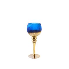 Підсвічник скляний BonaDi 527-758 30 см синій - фото