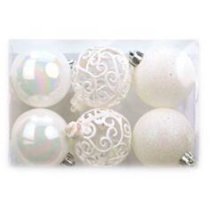 Набор елочных шаров пластиковых белые BonaDi 147-101 6 шт 6 см - фото