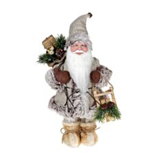 Новорічна іграшка Санта з санками BonaDi NY14-509 30 см бежевий - фото