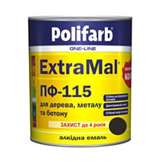 Емаль алкідна Polifarb ExtraMal ПФ-115 чорна 2,7 кг - фото
