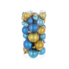 Набор елочных шаров BonaDi 47-049 40 шт синий с золотом - фото