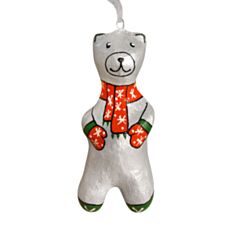 Елочная игрушка Koza Dereza Мишка серебряный в шарфе и варежках 2033003017 - фото