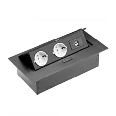 Подовжувач врізний GTV AE-PBU02GS-20 з 2 USB чорний - фото