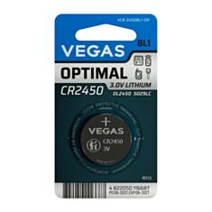 Батарейка Vegas CR 2450 Lithium VСR-2450BL1-OP 1 шт - фото