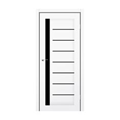 Міжкімнатні двері StilDoors London 700 мм Білий Кристал чорне скло - фото