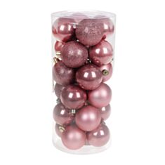 Набор елочных шаров BonaDi 147-744 6 см 24 шт розовый бархат - фото