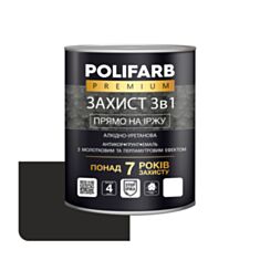 Емаль Polifarb Захист 3 в 1 Молоткова антрацит 0,7 кг - фото