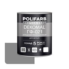 Грунтовка антикорозійна Polifarb DekoMal ГФ-021 сіра 0,9 кг - фото