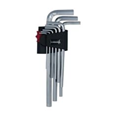 Набір Г-подібних ключів HEX Haisser 48111 подовжені 1,5-10 мм 9 шт - фото