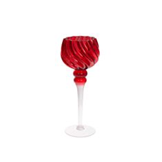 Підсвічник скляний BonaDi 527-740 35 см червоний рубіновий - фото