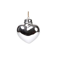 Іграшка на ялинку Серце BonaDi 720-151 6,5 см срібна - фото