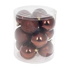 Набор елочных шаров Handmade story mix 8 см 12 шт темный шоколад - фото