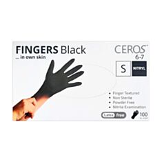 Перчатки обзорные нитриловые Ceros TM Fingers Black S 100 шт - фото